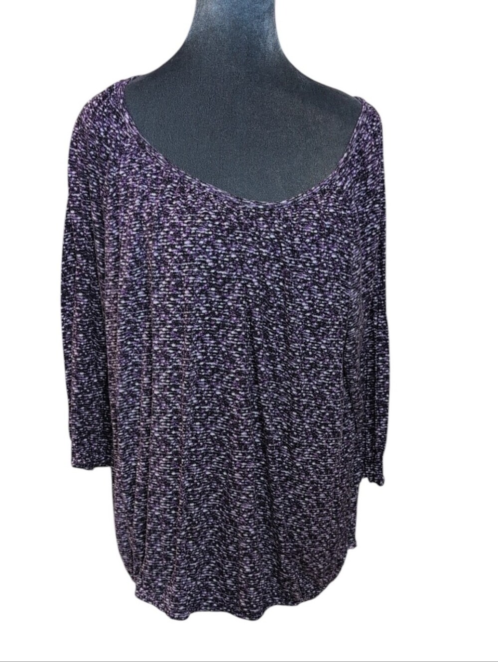 Michael Kors Purple/White/Black Print 3/4 Sleeve Top Size 2X